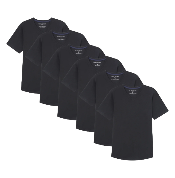 S/W SHIRT V NECK BLK 4XL 6PK