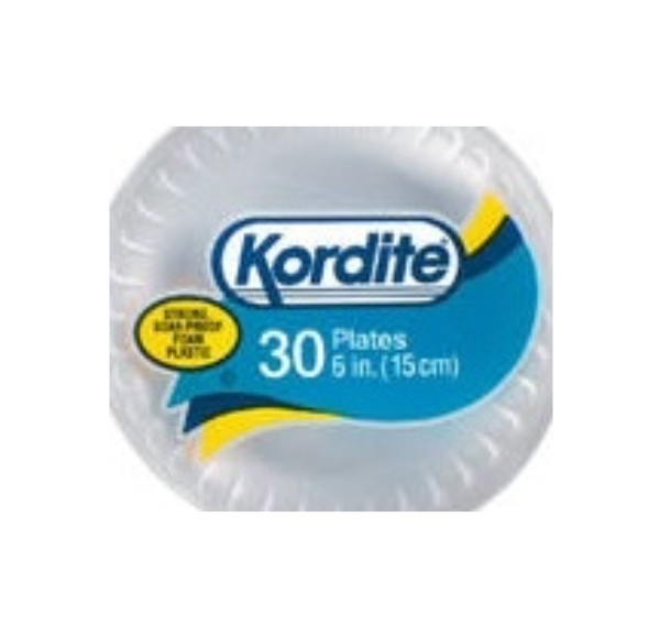 KORDITE PLATE FLAT 6IN WHITE 30 CT