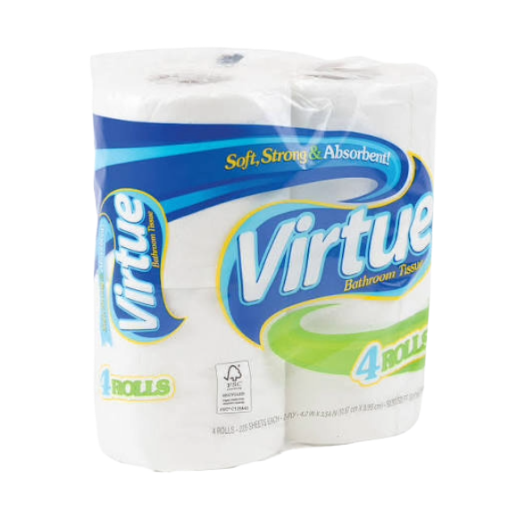 TISSUE VIRTUE 2PLY 4 PK