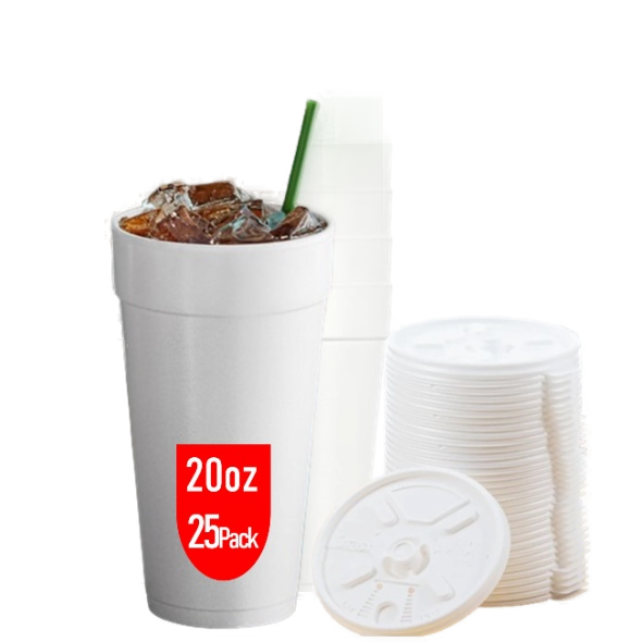 CUP EXXON FOAM CUP 20 OZ LID DLX12