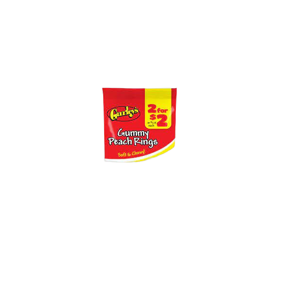 GURLEY'S GUMMI PEACH RING 2/$2 12CT
