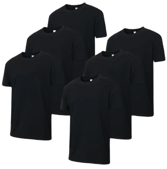 PRO SKY W T-SHIRT MEDIUM BLACK 6PK