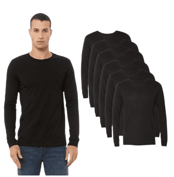 S/W SHIRT BLACK MED 8/6PK