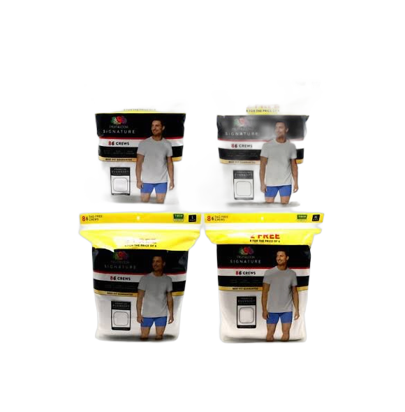 S/W SHIRT WHITE SML 8/6PK