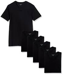 S/W SHIRT V NECK BLK S 8/6PK