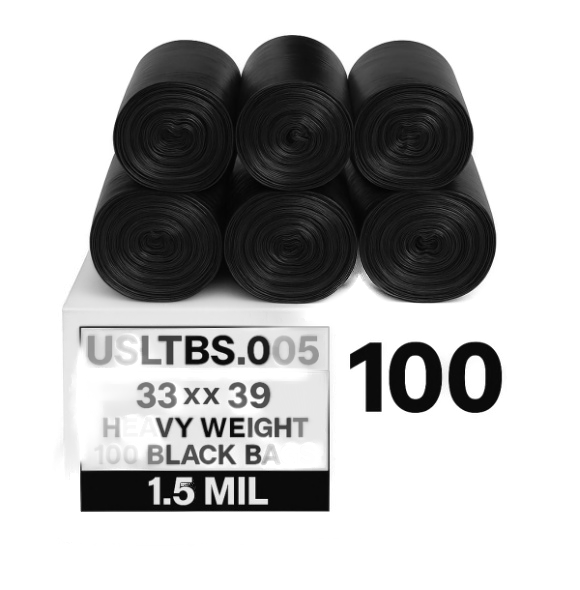 TRASH BAG BLACK 33X39 1.5ML 100CT