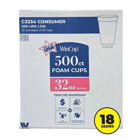 WIN CUP FOAM COKE 32 OZ 300CT