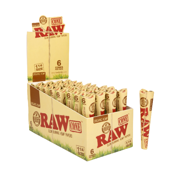 RAW ORGANIC HEMP CONE 1 1/4 32/6PK