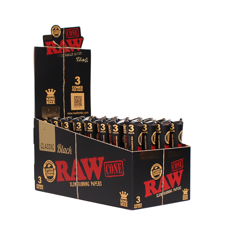 RAW CLASIC CONE BLACK KS 32/32/3PK