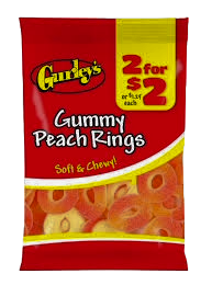 GURLEY'S GUMMI PEACH RING 2/$2 12CT