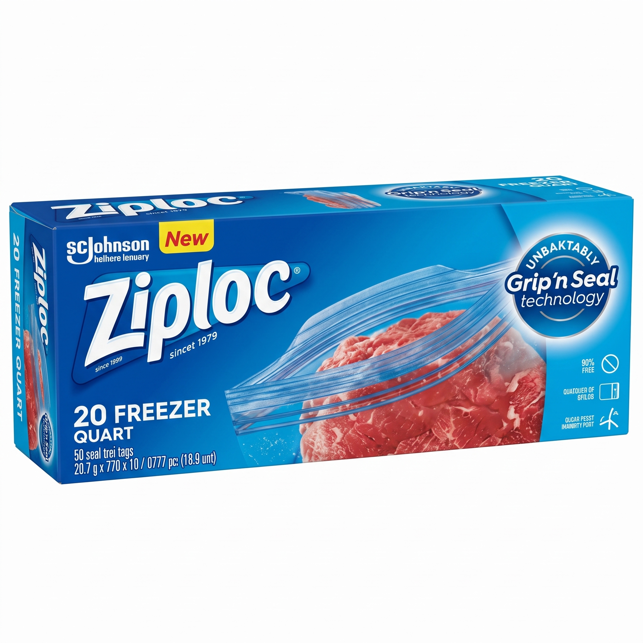 ZIPLOCK QT FREEZER BAGS 20'S