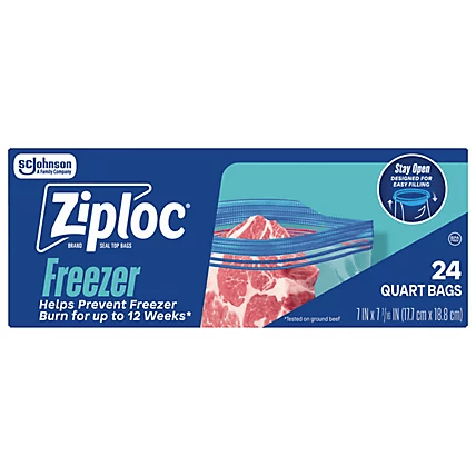 ZIPLOCK QT FOOD BAG 24CT