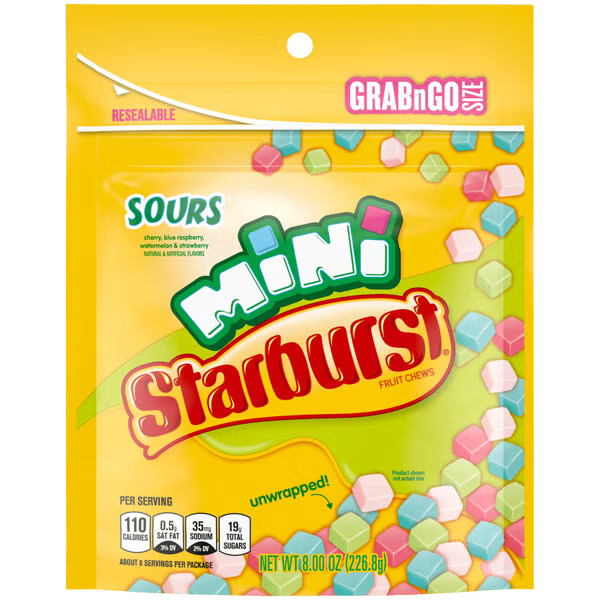STARBURST MINI SOUR 8 OZ BAG PEG