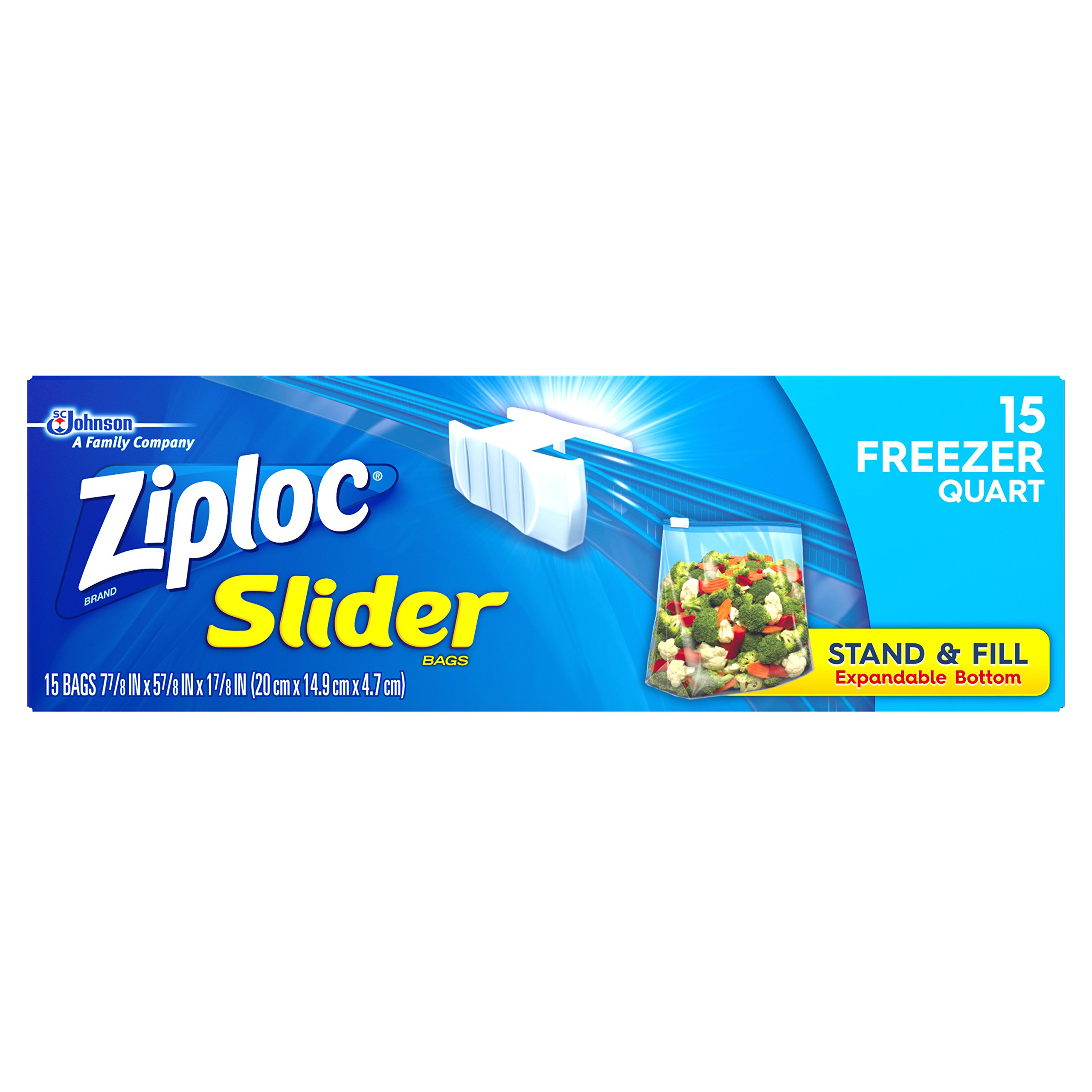 ZIPLOC QT FREEZER BAG SLIDER 15 CT