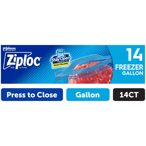 ZIPLOC GAL FREEZER BAG 14'S