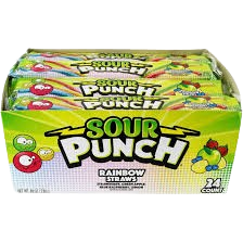 SOUR PUNCH RAINBOW STRAWS 24CT 2 OZ