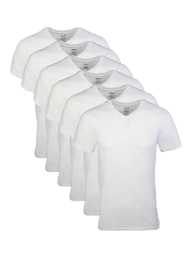 S/W SHIRT V NECK WHT SMAL 6PK