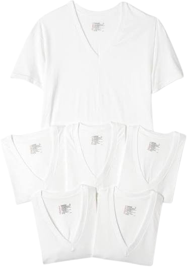 S/W SHIRT V NECK WHT 4XL 6PK