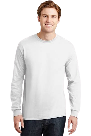 S/W SHIRT LNG SLEV LRG WHT 8/6PK
