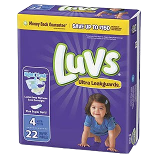 LUVS DIAPERS # 4 1/22 CT