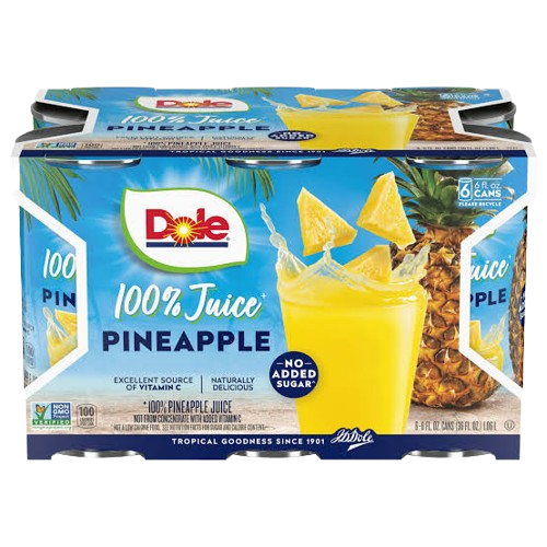 PINEAPPLE JUICE DOLE 48/6 OZ-6 PK