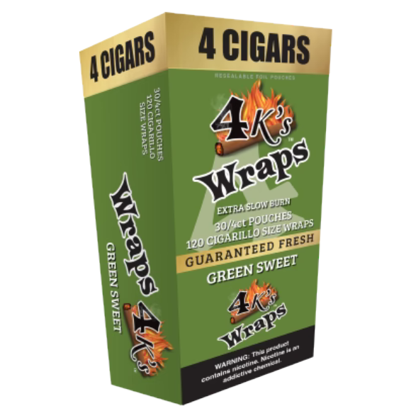 4 KINGS WRAPS GREN SWET 30CT BOX