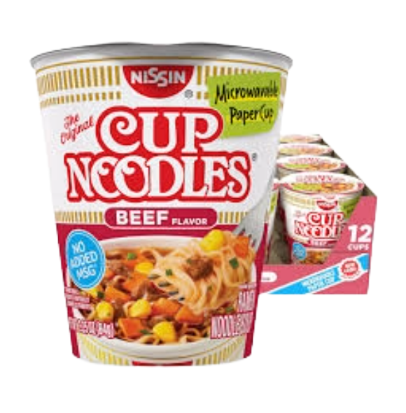NISSIN CUP NOODLE BEEF 12/2.25 OZ