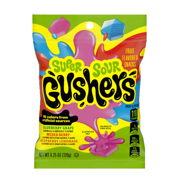 GUSHERS SOUR 8CT/4.25 OZ PEG BAG