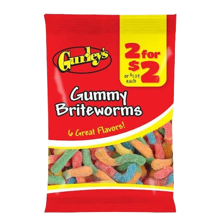 GURLEY'S GUMMY BRITE WORMS 2/$2 12C