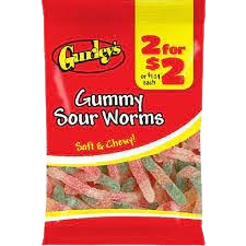GURLEY'S GUMMI SOUR WORMS 2/$2 12CT