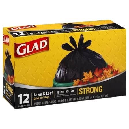 GLAD LAWN BAGS 12/12 CT 39GAL