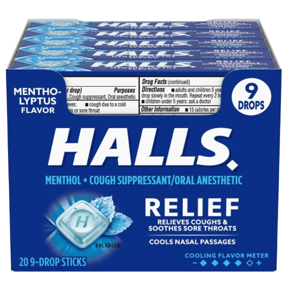 HALLS CGH DROPS MENT BX